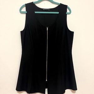 Plus size full zipper peplum top